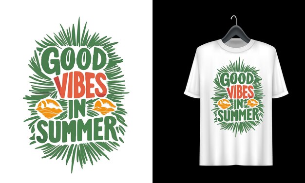 Vector a white t - shirt with the words good summer in green lettering