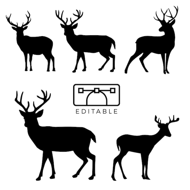 White tailed deer silhouettes vector