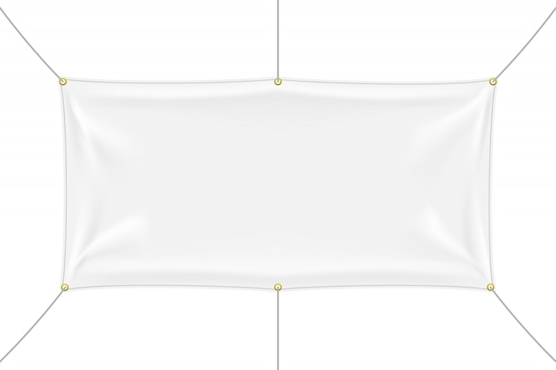 White textile banner mockup with folds