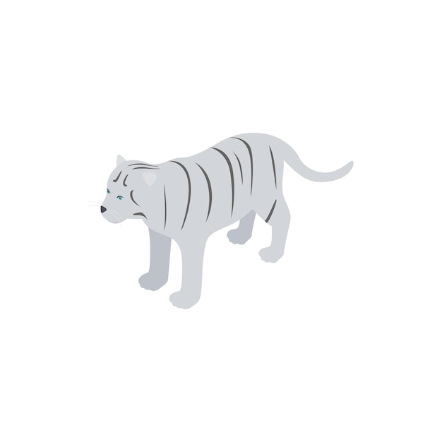 White tiger icon in isometric 3d style isolated on white background Animal symbol