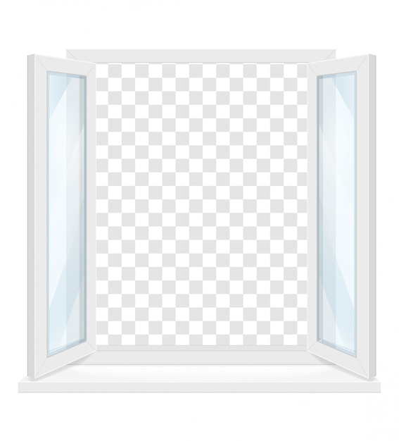 White transparent plastic window with window sill  