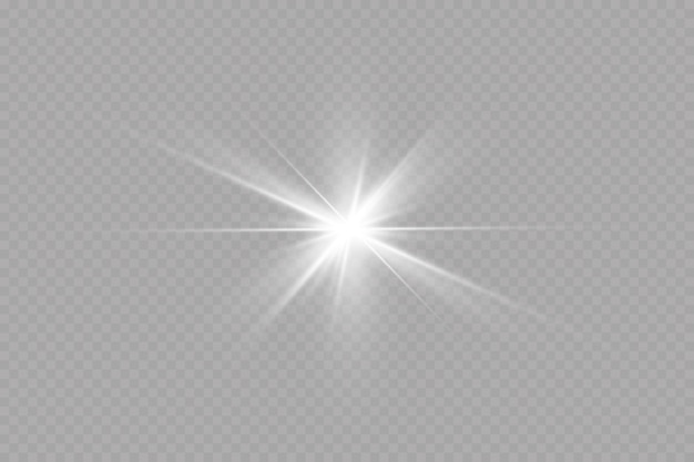 White transparent stars light effect. Starlight effect, flare.