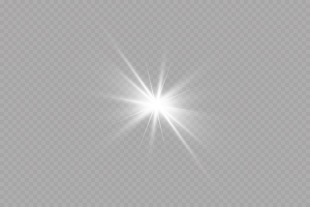 White transparent stars light effect. Starlight effect, flare.