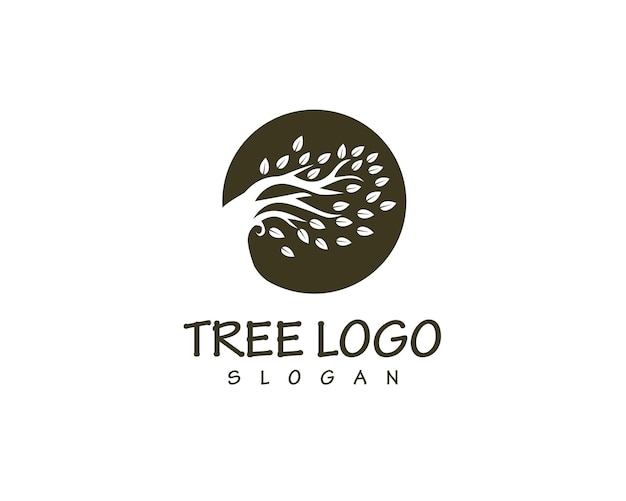 White Tree in Black Circle for Company Logo vector and editable