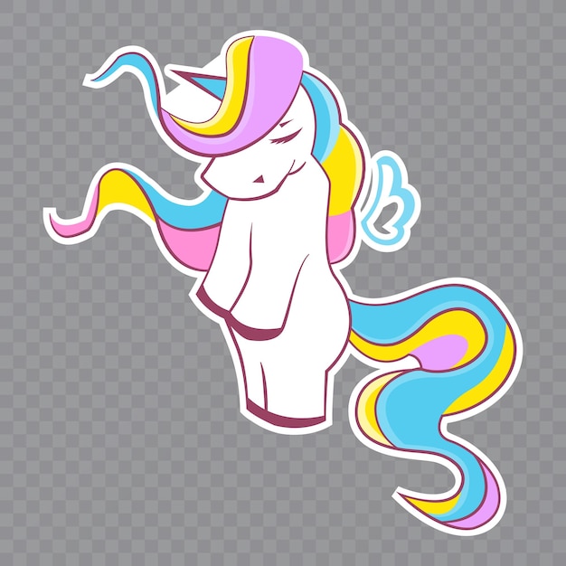 White unicorn head with mane and horn Unicorn on Transparent background Vector format