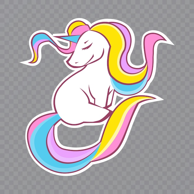 White unicorn head with mane and horn Unicorn on Transparent background Vector format