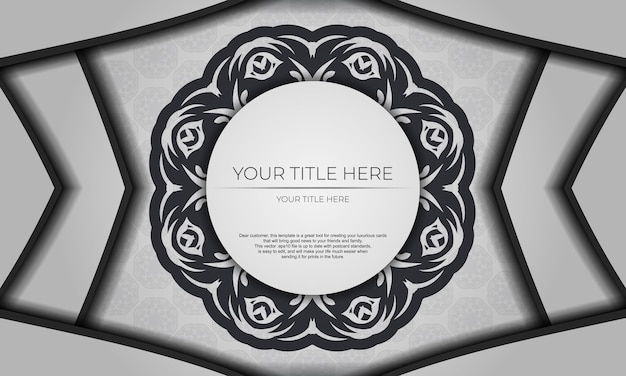 White vector background with abstract ornaments and place for your design. Invitation card design with mandala ornament.