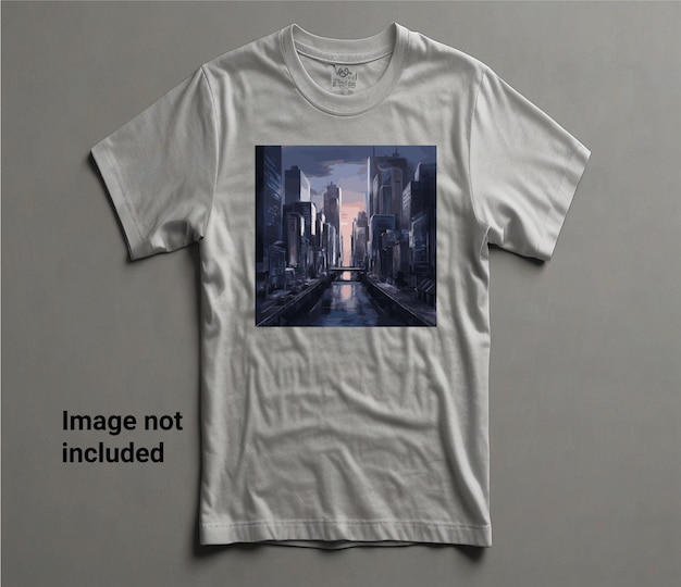 a white vector t shirt with a picture of a cityscape on it