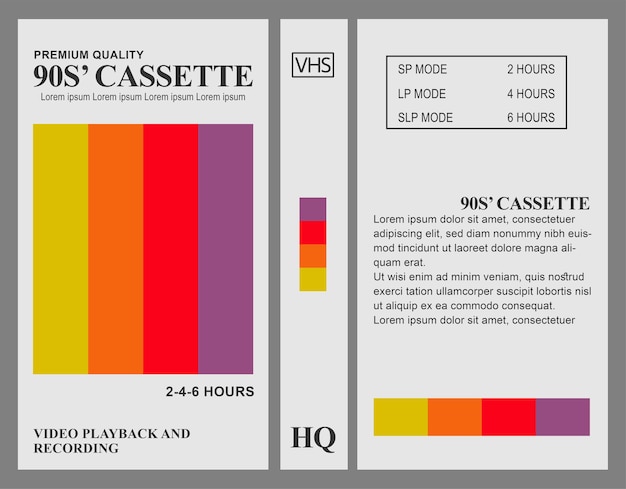 white video cassette vhs cover full sides template