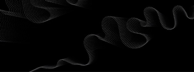 white wavy dot lines black background