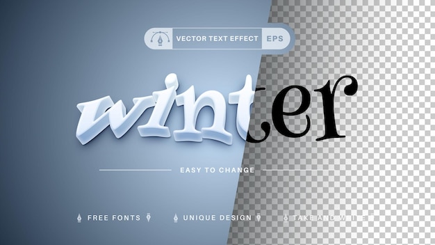 White Winter Editable Text Effect, Font Style