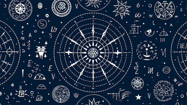 Vector white zodiac signs astrology seamless pattern for background