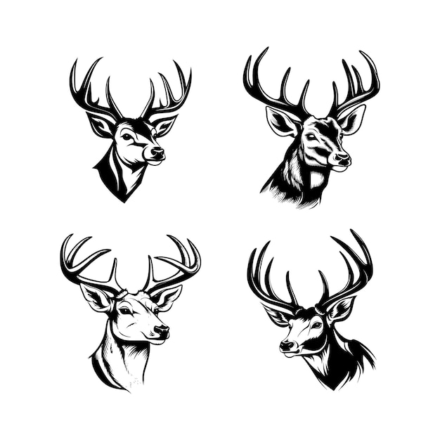 Whitetail Buck cartoon simple logo graphic a black vector illustration on white background For apps logos websites symbol UI UX graphics and web design EPS 10