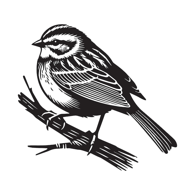 Whitethroated sparrow vector illustration in black and white Whitethroated sparrow Bird Outline