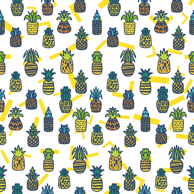 Whole pineapples vector seamless pattern