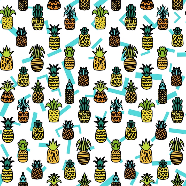 Vector whole pineapples vector seamless pattern