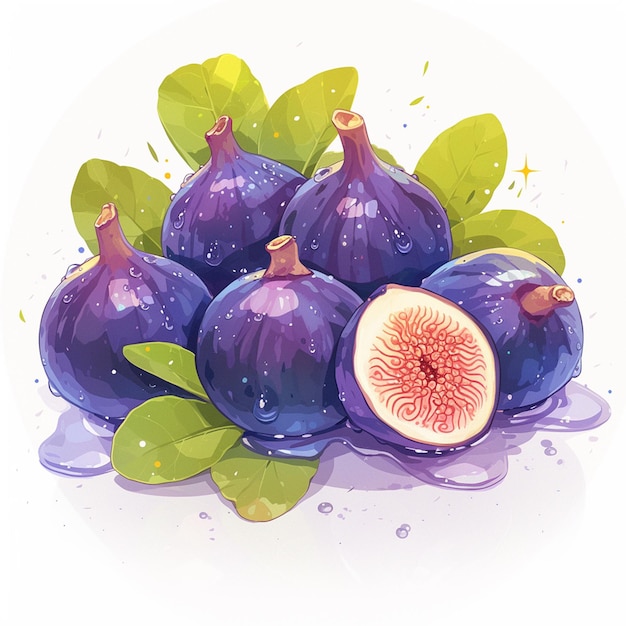 Whole Purple Figs with Dewy Surface