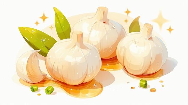 Whole White Garlic Bulbs with Papery Skin