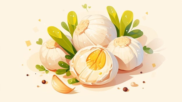 Whole White Garlic Bulbs with Papery Skin