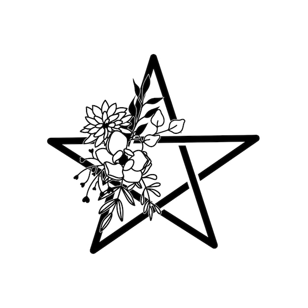 Wicca symbol floral Wicca sign illustration