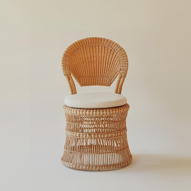 Vector wicker chair with a white cushion