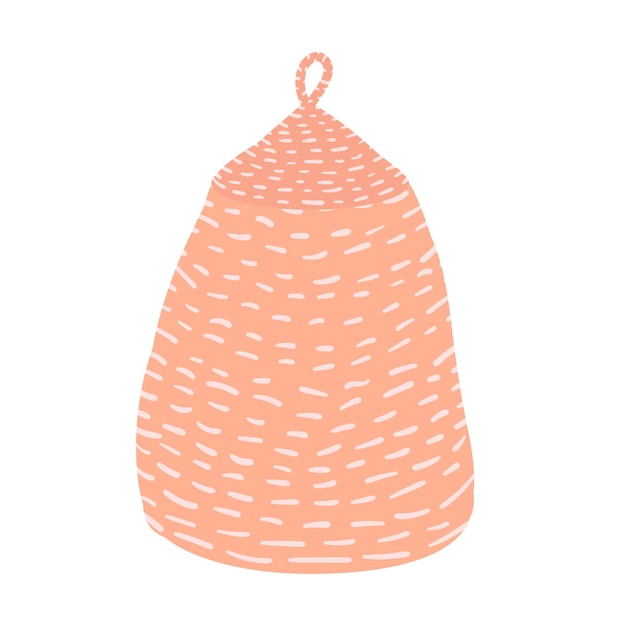 Wicker laundry basket Vector stock illustration Hand drawn cartoon sketch