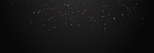 Wide Black Background with Golden Glitter Particles. Vector illustration.