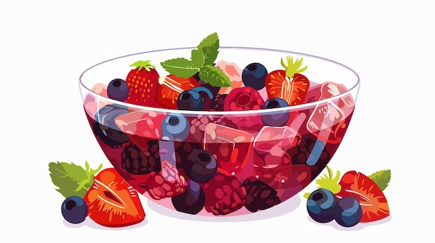 Vector wide glass bowl with fruit berry jelly