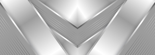 Wide luxury abstract background with silver gradient lines triangle arrows and shadows