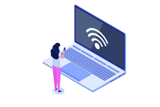 WiFi Connection concept. Remote connected devices. Vector illustration.