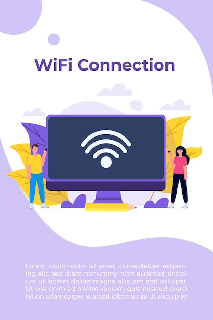 WiFi Connection concept. Remote connected devices. Vector illustration.