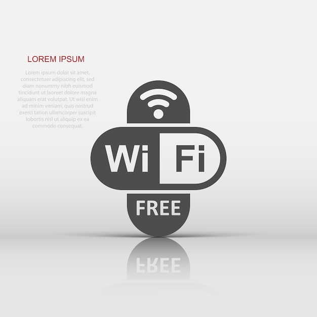 Wifi free internet sign icon in flat style Wifi wireless technology vector illustration on white isolated background Network wifi free business concept