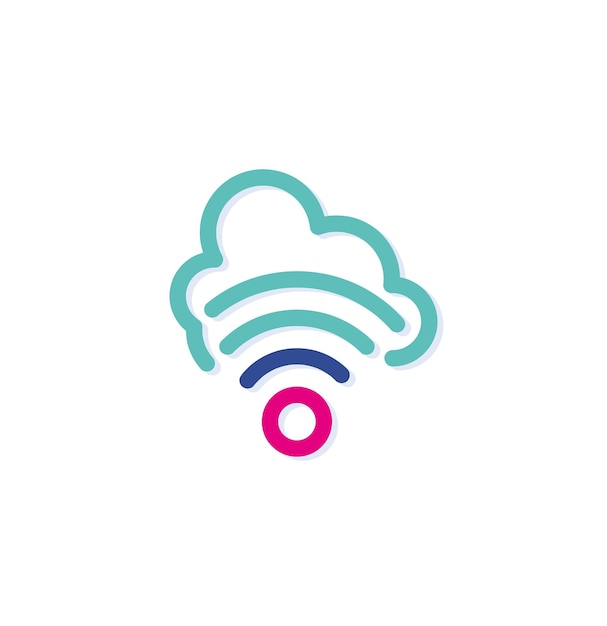 Wifi logo icon on abstract colorful cloud. Backup on the Internet. Informatics lines. Modern lines w