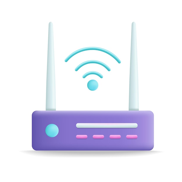 Wifi router 3d cartoon style vector illustration design