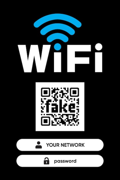 Vector wifi sign to put network password and qr code