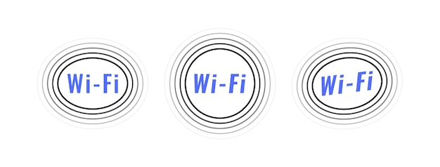 Wifi signal logo set Free WiFi access point for laptop computer phone Vector illustration