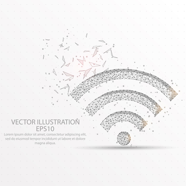 Vector wifi signal low poly wire frame.