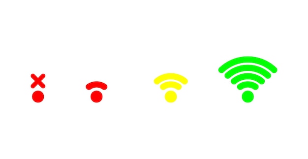 wifi signal strength icon, red signal is bad, yellow is medium, green is good.