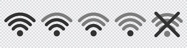 Wifi Wireless Wlan Internet Signal Flat Icons For Apps Or Websites Isolated On Transparent Background