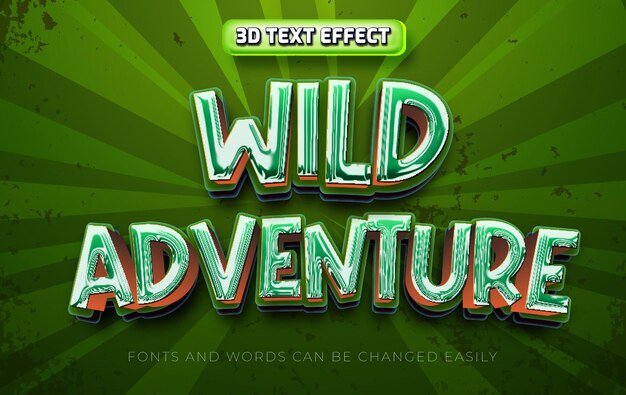 Wild adventure 3d editable text effect style