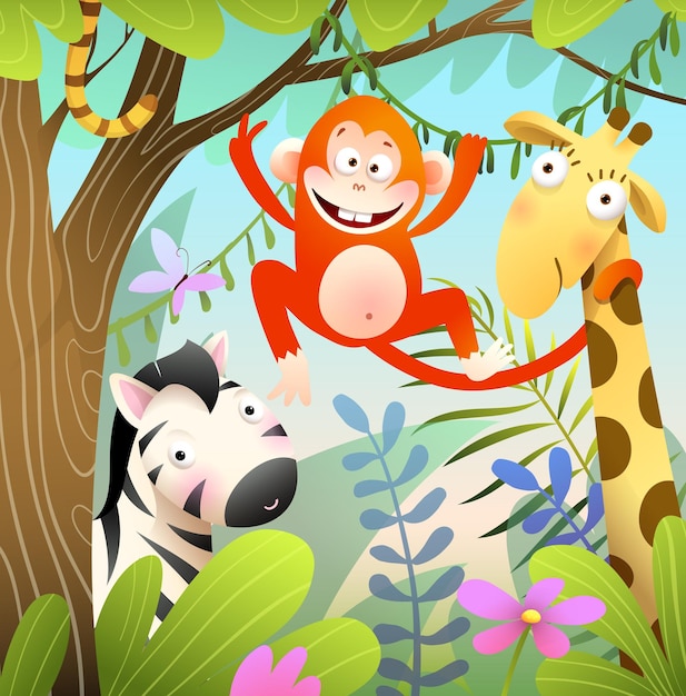 Wild African Animals in Jungle Picture for Kids