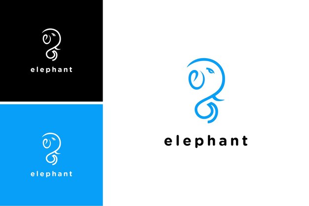 wild animal elephant head logo design illustration