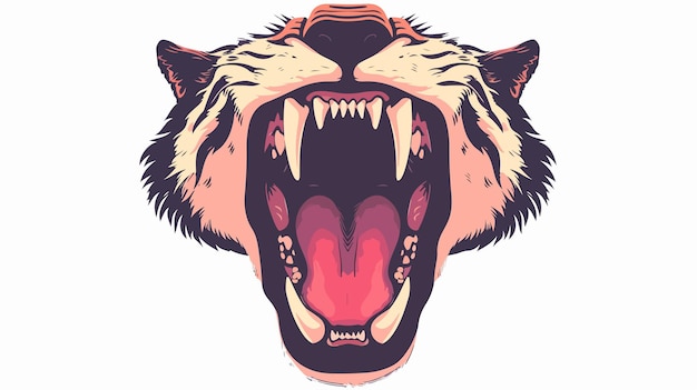 Vector wild animal teeth open mouth flat icon handdrawn vector illustration