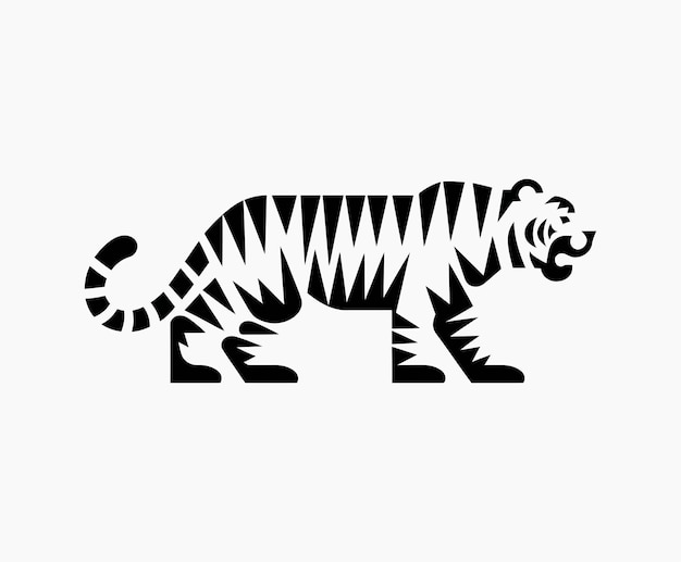 Vector wild animal tiger silhouette eps vector isolated illustration template