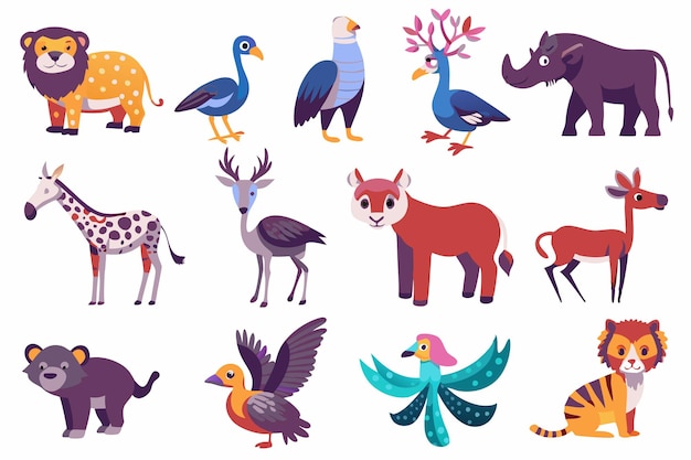 Vector wild animal vector flat style on white background