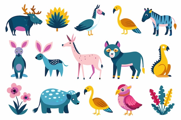 Wild Animal vector flat style on white background