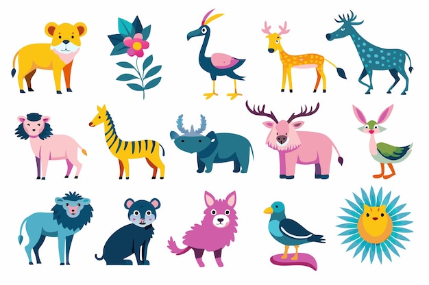 Wild Animal vector flat style on white background