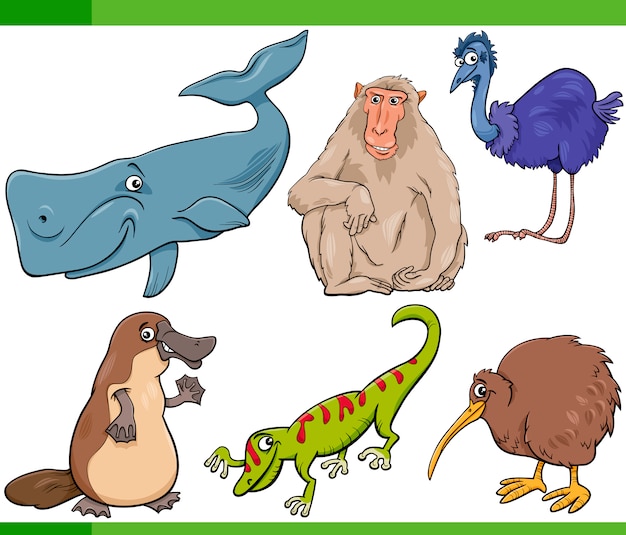 wild animals cartoon set illustration