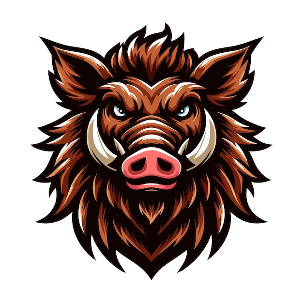 wild beast animal hog boar pig head face mascot design vector illustration logo template