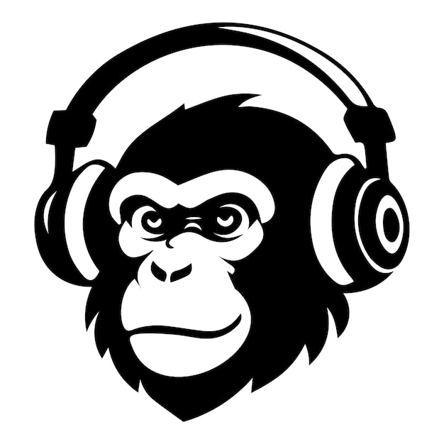 Wild Beats Ferocious Monkey with Headphones Icon in Vector